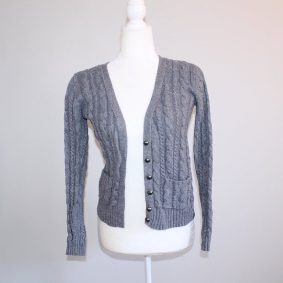 Forever 21 Grey Cable Knit Button Up Cardigan Sweater Size Small - Picture 1 of 7